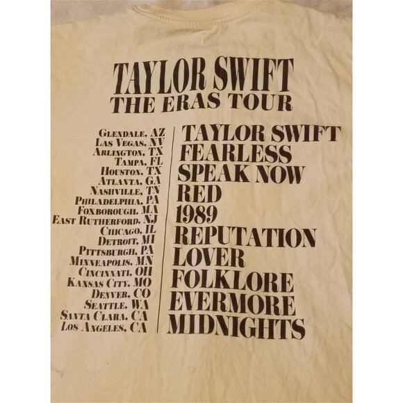 Taylor Swift The Eras Tour T-Shirt Medium Cotton Beige Double Sided - Picture 4 of 8